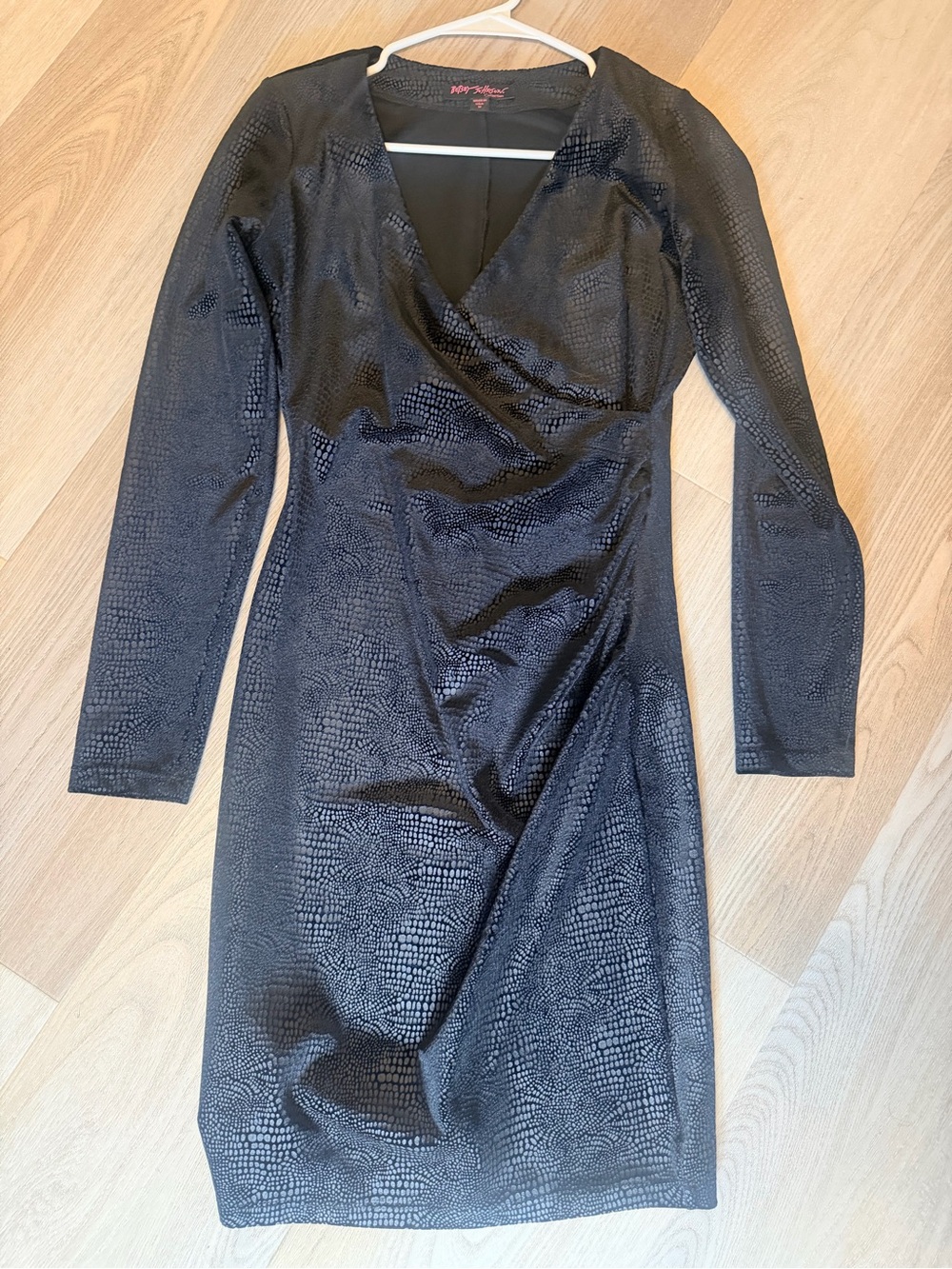 Betsey Johnson Black Long-Sleeve Wrap-Style Dress